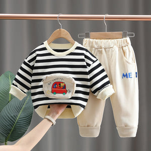 Black Lines Sweatshirt With Trousers For Kids 1 - Minitaq baby kids clothes dress