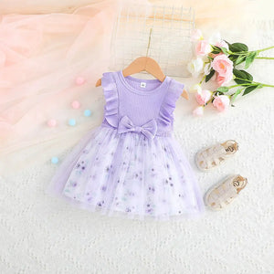 Purple Sleeveless Casual Frock Dress For Baby Girls 1 - Minitaq baby kids clothes dress