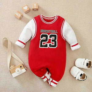 Basketball Red Sports Baby Romper 1 - Minitaq baby kids clothes dress