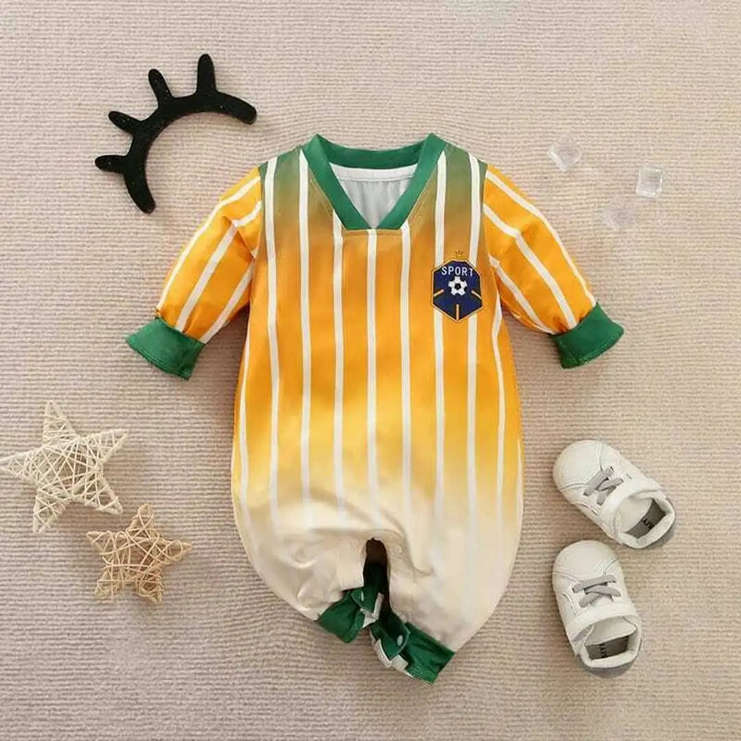 Football Sports Style Yellow Green Romper 1 - Minitaq baby kids clothes dress