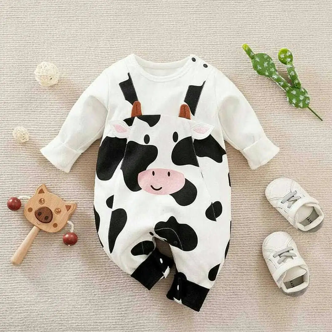 Stylish Moo Dungaree Style Baby Romper 1 - Minitaq baby kids clothes dress
