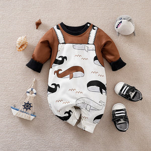 Brown, White N Black Whale Baby Romper 1 - Minitaq baby kids clothes dress