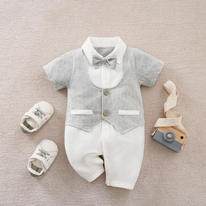Smart Cotton Gray White Summer Romper 1 - Minitaq baby kids clothes dress