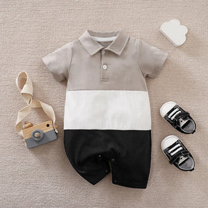 Casual Tricolor Style Baby Polo Romper 1 - Minitaq baby kids clothes dress