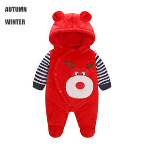 Red Deer Hooded Quilted Sleeping Suit 2 - Minitaq baby kids clothes dress