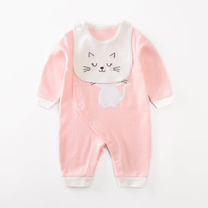 Soft Pink and White Baby Romper with Bib 1 - Minitaq baby kids clothes dress