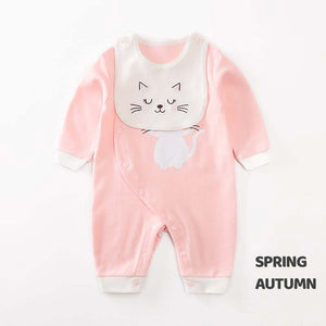 Soft Pink and White Baby Romper with Bib 2 - Minitaq baby kids clothes dress