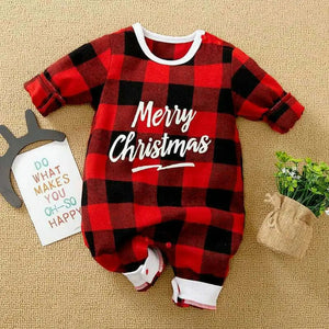 Christmas Checkered Style Baby Romper 1 - Minitaq baby kids clothes dress
