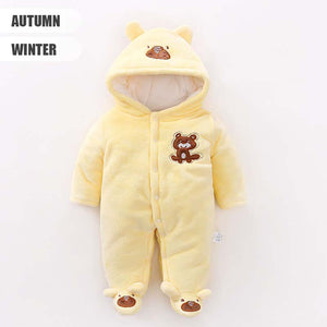 Cute Soft Yellow Winter Hooded Romper 2 - Minitaq baby kids clothes dress