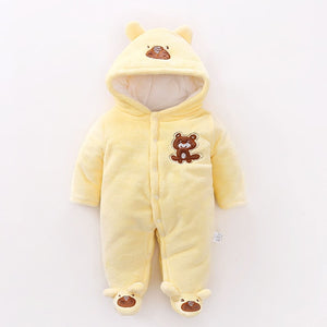 Cute Soft Yellow Winter Hooded Romper 1 - Minitaq baby kids clothes dress