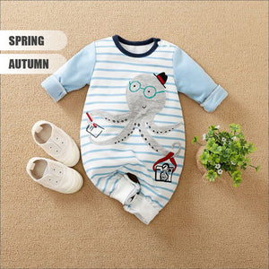 Cute Octopus Light Blue and White Baby Romper 2 - Minitaq baby kids clothes dress