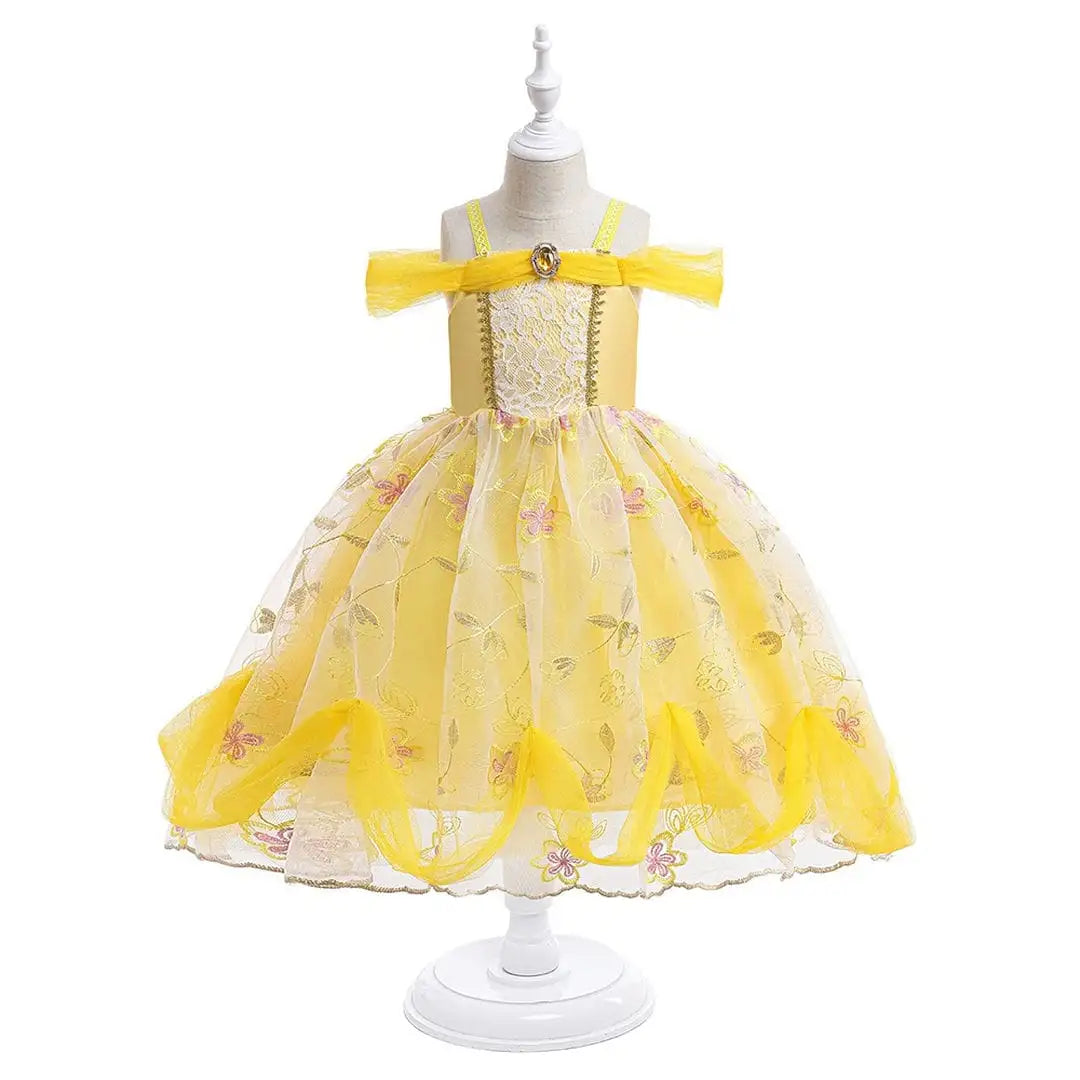 Yellow Princess Costume Frock Dress For Girls 1 - Minitaq baby kids clothes dress