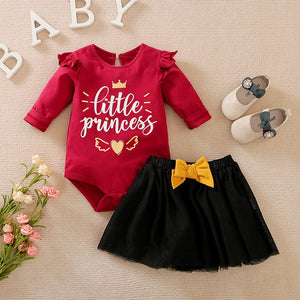 Little Princess Red N Black Onesie And Skirt 2pc 1 - Minitaq baby kids clothes dress