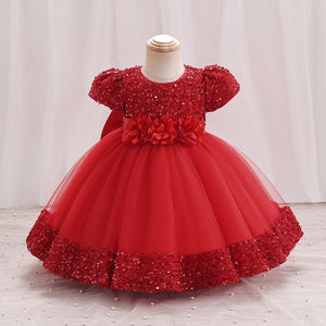 Red Fancy Tulle Style Baby Frock For Girls-Minitaq baby kids clothes dress