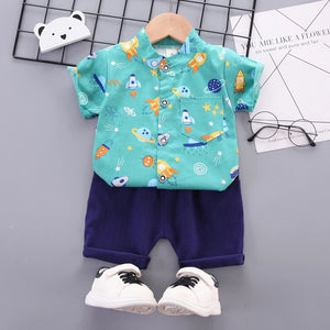 Fun Space Design Shirt N Shorts 2pcs Set - Minitaq baby kids clothes dress