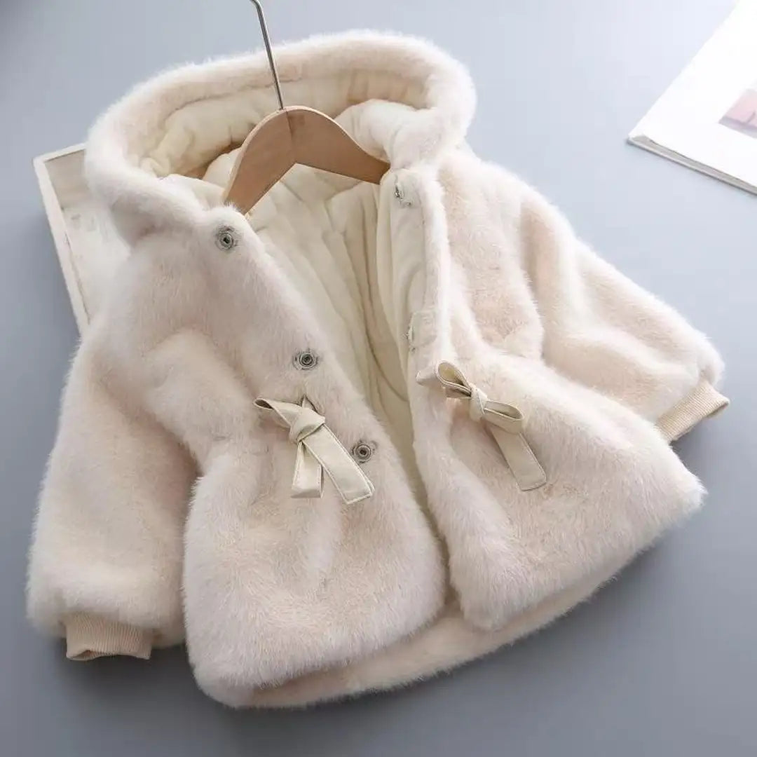 Modern Faux Fur Cream Hooded Coat - Minitaq baby kids clothes dress