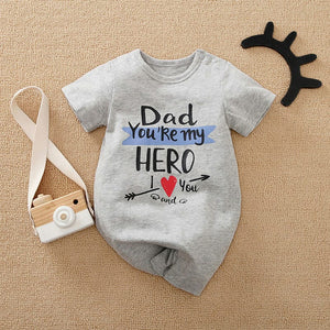 Hero Dad Gray Cotton Baby Romper 1 - Minitaq baby kids clothes dress