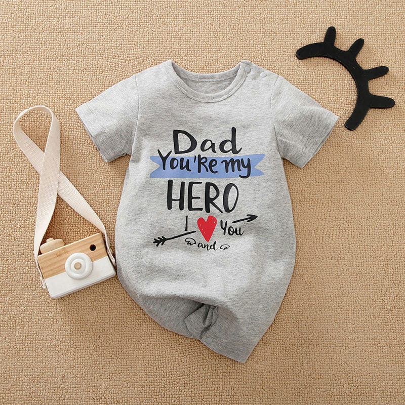 Hero Dad Gray Cotton Baby Romper 1 - Minitaq baby kids clothes dress
