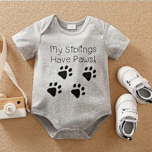 Paws Gray Cotton Summer Baby Onesie 1 - Minitaq baby kids clothes dress