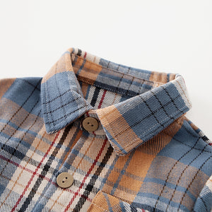 Blue N Rust Orange Check Shirt 3 - Minitaq baby kids clothes dress
