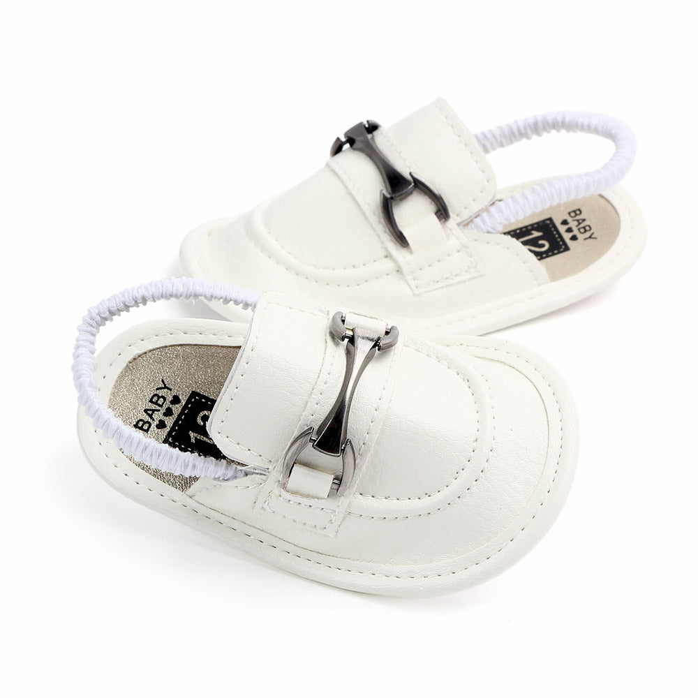 White Leather Elastic Ankle Baby Slipper Shoes 2 - Minitaq baby kids clothes dress