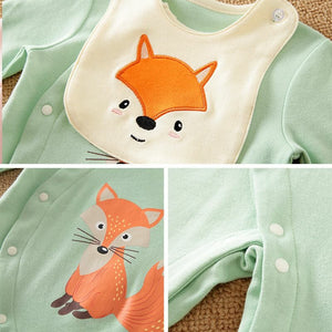 Fox Cartoon Baby Romper With Bib 3 - Minitaq baby kids clothes dress