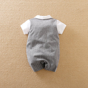 Gray Smart Romper with Red Bow Tie 3 - Minitaq baby kids clothes dress