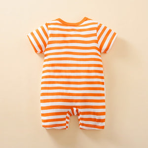 Orange Striped Fox Style Summer Romper 8 - Minitaq baby kids clothes dress