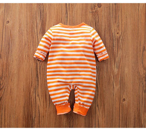 Orange Striped Fox Style Baby Romper 3 - Minitaq baby kids clothes dress