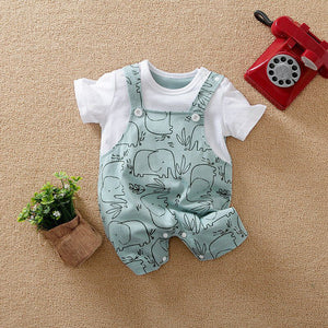 Soft Green Elephant Summer Romper 1 - Minitaq baby kids clothes dress