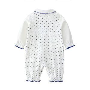 Fine Blue Dots On White Baby Romper 4 - Minitaq baby kids clothes dress