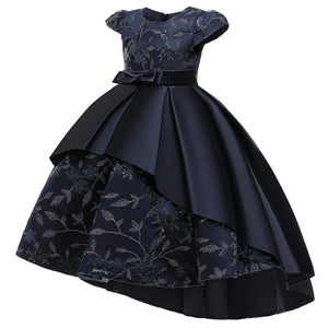 Dark Blue Flower Swallowtail Dress 2 - Minitaq baby kids clothes dress