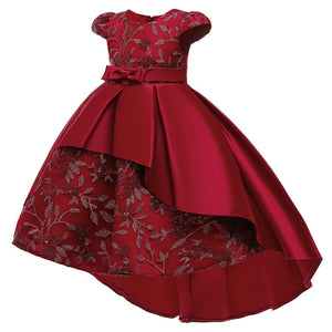 Red Flower Swallowtail Girl Formal Dress 2 - Minitaq baby kids clothes dress