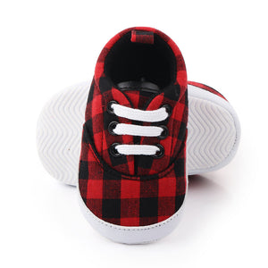 Red And Black Check Style Baby Shoes 3 - Minitaq baby kids clothes dress