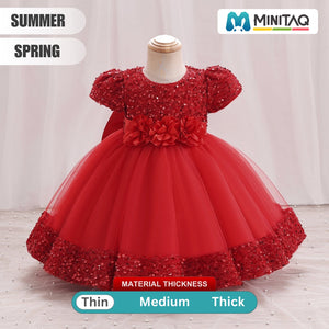 Red Fancy Tulle Style Baby Frock For Girls-Minitaq baby kids clothes dress