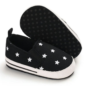 Black with White Stars Patterned Baby Shoes 2 - Minitaq baby kids clothes dress