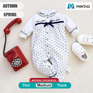 Polka Dots With A Ribbon On White Baby Girl Romper 2 - Minitaq baby kids clothes dress