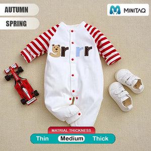 Bear Growl Red Lines White Baby Romper 2 - Minitaq baby kids clothes dress