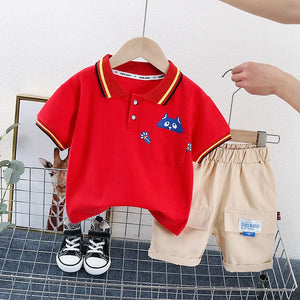 The Red Polo With Cotton Shorts For Kids 2pc Set 3 - Minitaq baby kids clothes dress
