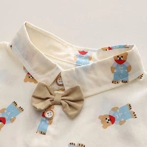 Cartoon Patterned Summer Shirt With Beige Cotton Shorts 3 - Minitaq baby kids clothes dress