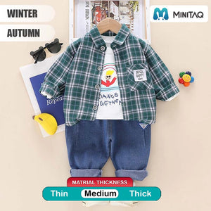 Casual Shirt With Inner T-Shirt N Blue Jeans Pants 3pc Set 2 - Minitaq baby kids clothes dress