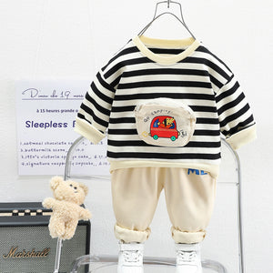 Black Lines Sweatshirt With Trousers For Kids 3 - Minitaq baby kids clothes dress