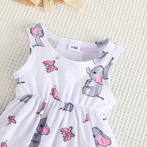 Sweet Elephant Baby Girl Dress With Pink Top 2pc Set 3 - Minitaq baby kids clothes dress
