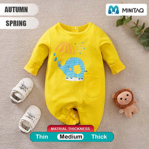 Elephant With Umbrella Yellow Baby Romper 2 - Minitaq baby kids clothes dress