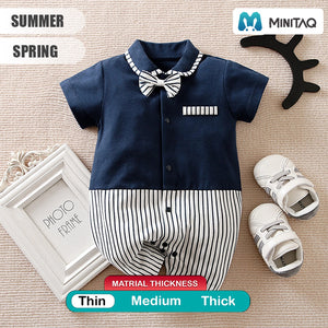 Modern Smart Dark Blue With Gray Lines Baby Romper 2 - Minitaq baby kids clothes dress