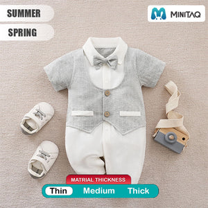 Smart Cotton Gray White Summer Romper 2 - Minitaq baby kids clothes dress