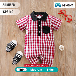 Red Gingham Pattern Baby Cotton Romper 2 - Minitaq baby kids clothes dress