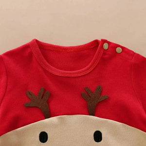 Reindeer Red Beige Cotton Baby Romper 3 - Minitaq baby kids clothes dress