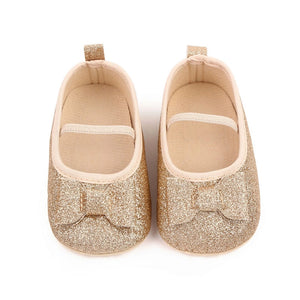 Fancy Gold Glimmer Look Baby Shoes with Bow 2 - Minitaq baby kids clothes dress