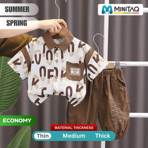 Letter Style Brown Shorts N Shirt 2pcs Set - Minitaq baby kids clothes dress
